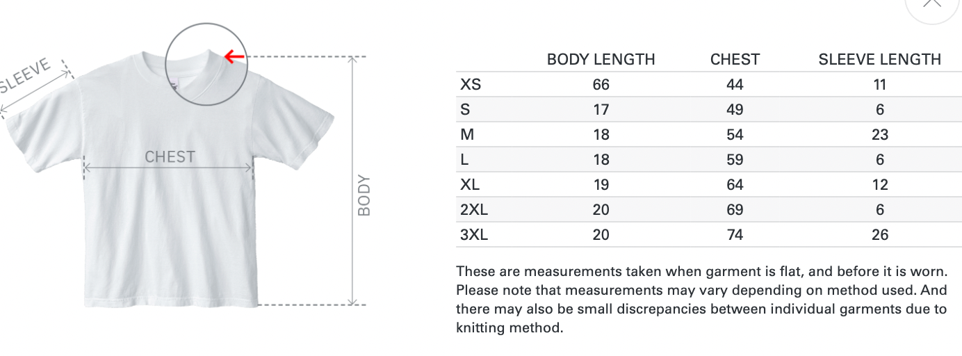Knocked Loose All Over Tee Size Chart