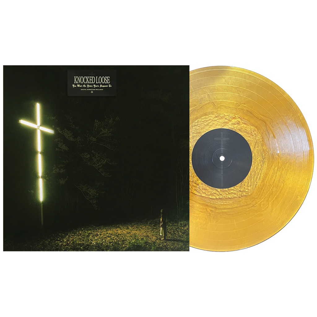 Knocked Loose's 2024 album, "You Won't Go Before You're Supposed To," on 12-inch gold nugget vinyl. Digital download included. /3000 band exclusive.