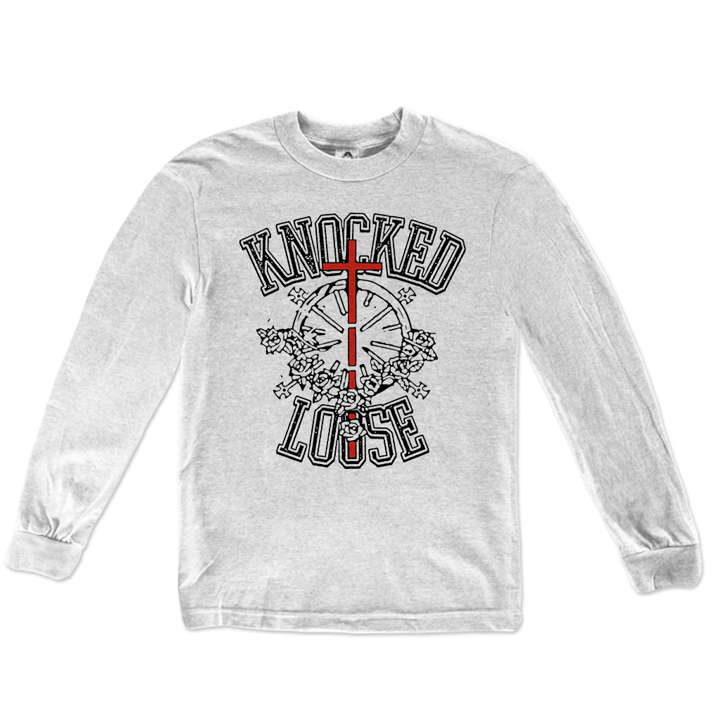 Knocked Loose's "OTAK " design, printed on front and back of an ash Gildan Apparel longsleeve.