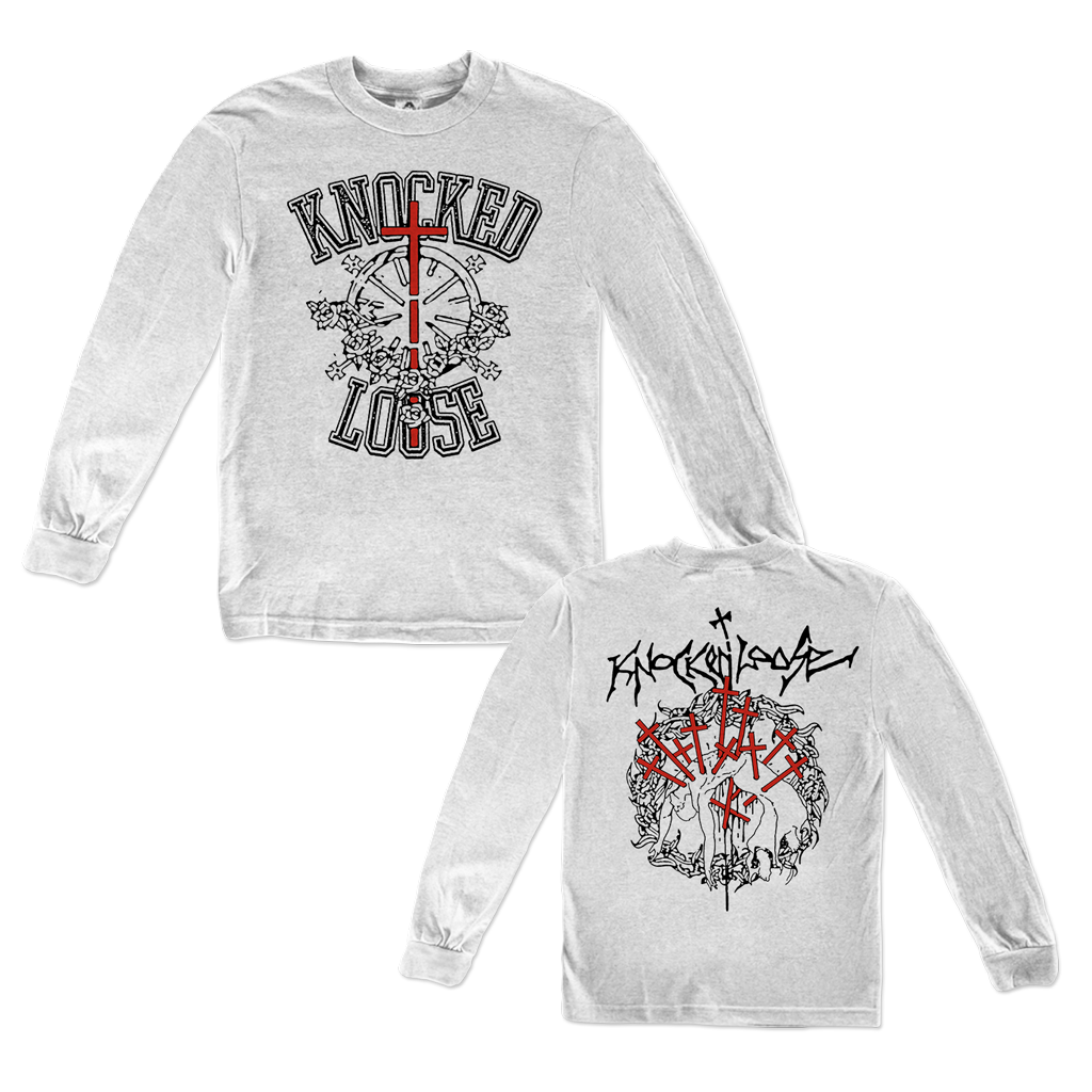 Knocked Loose's "OTAK " design, printed on front and back of an ash Gildan Apparel longsleeve.