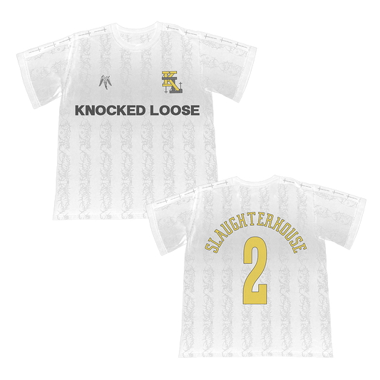 KNOCKED LOOSE SLAUGHTERHOUSE 2 SOCCER JERSEY - WHITE