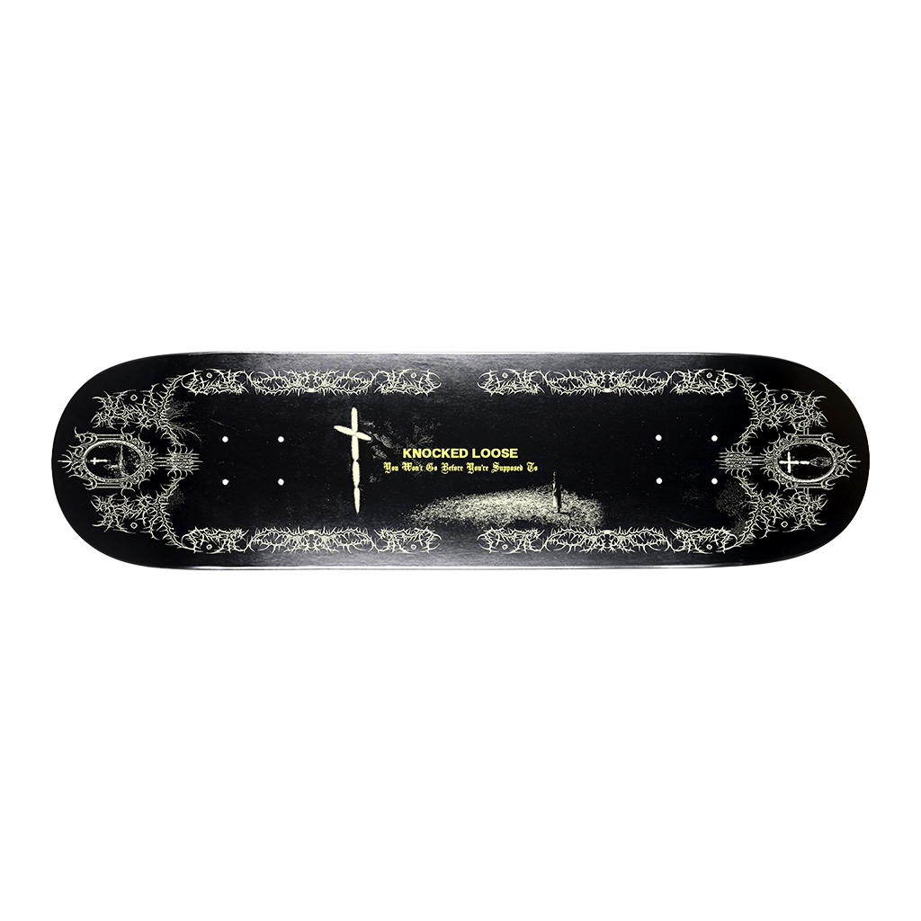 Knocked Loose presents their own custom Skateboard decks featuring their new album art from "You Won't Go Before You're Supposed To"